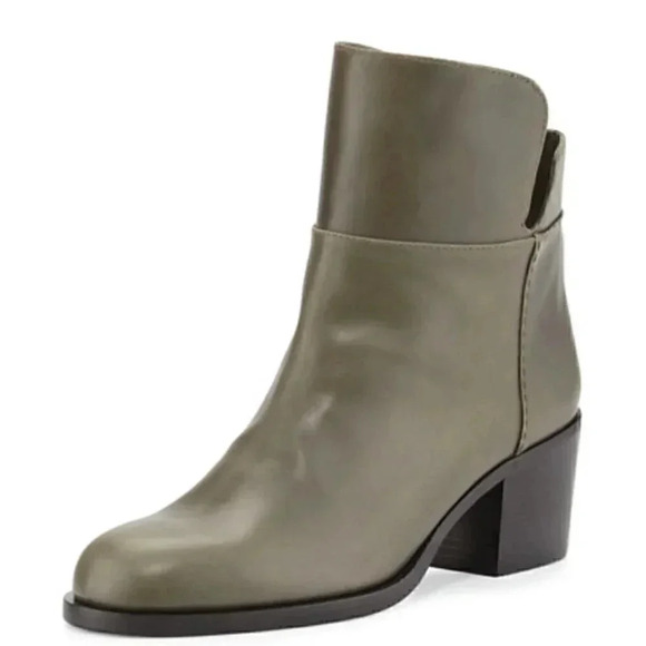 Laurence Dacade Millreef Leather Low Equestrian Olive Green Ankle Booties 36.5 - Picture 1 of 10